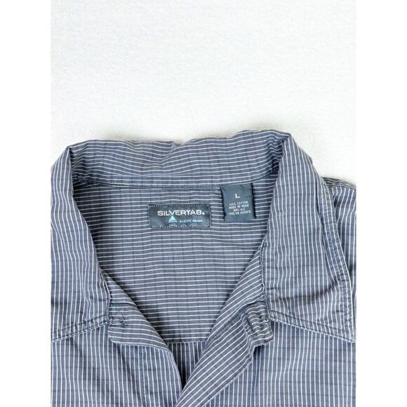 Vintage 90s Levi's Silvertab Shirt Large Grey Button Front Pocket Stripe - Picture 4 of 7